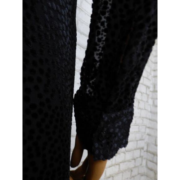 $525 L'Agence Black Velour Dot Burnout Sheer Alesia Neck Tie Dress 2 NEW L568 - Picture 14 of 16